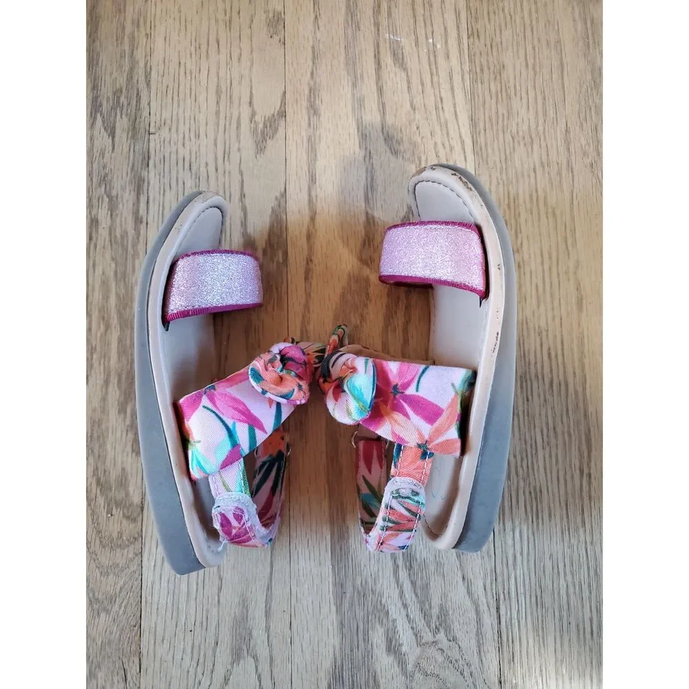 Jessica Simpson Girls 10 Sandals Tropical Floral Bow Sparkle GUC